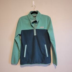 Columbia Two-Toned Green Half-Snap Fleece Pullover Size Medium